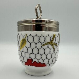 Taste Setter Collection Egg Coddler Chicken Wire Farm Motif Ceramic Metal Lid